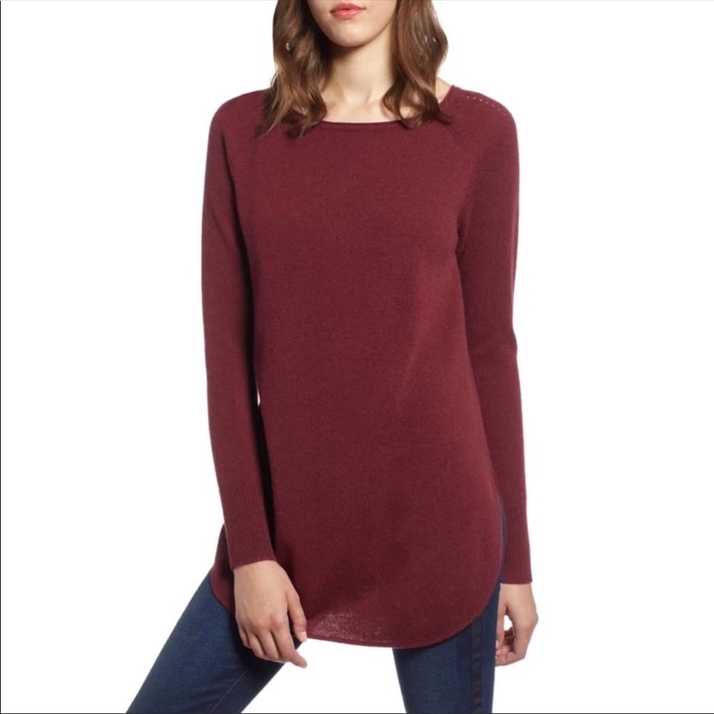 Halogen cashmere wool blend tunic sweater